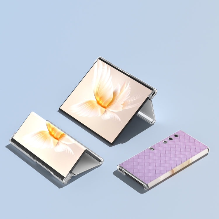 For Honor V Purse Woven Texture Transparent Frame PU Phone Case