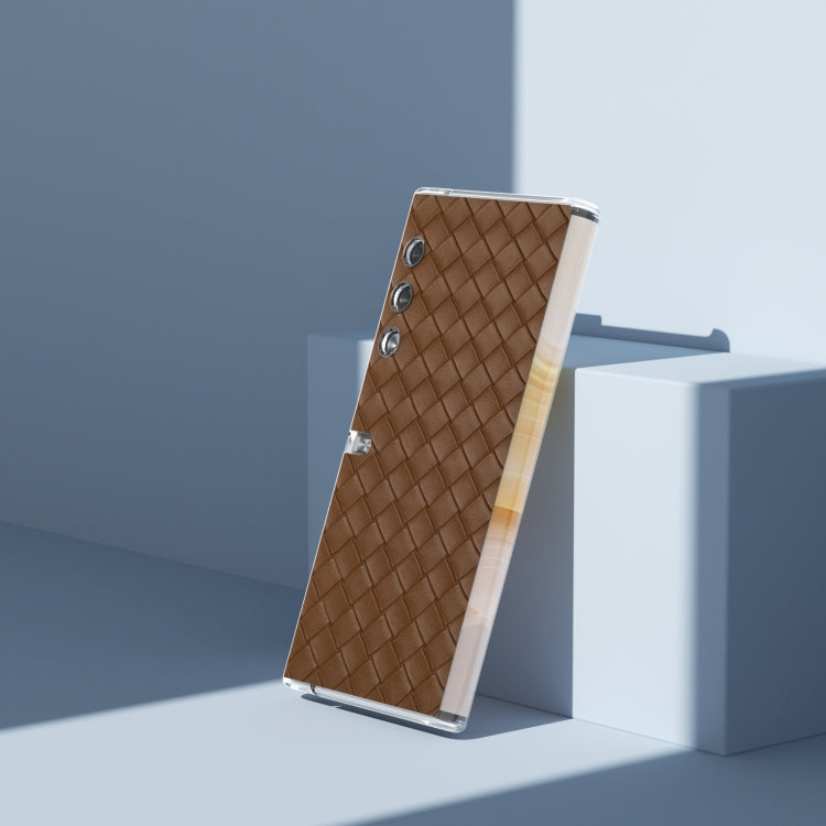 For Honor V Purse Woven Texture Transparent Frame PU Phone Case