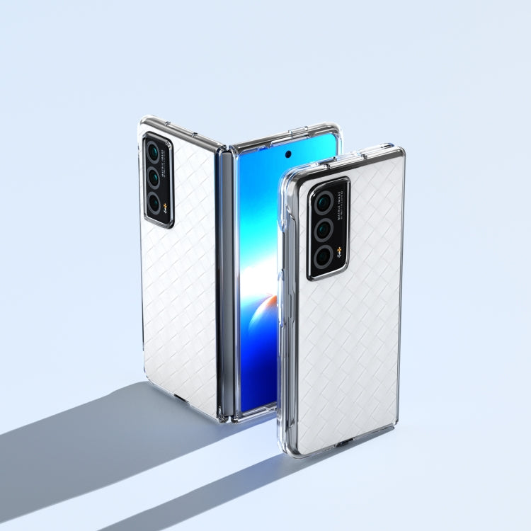 For Honor Magic Vs2 Woven Texture Transparent Frame PU Phone Case