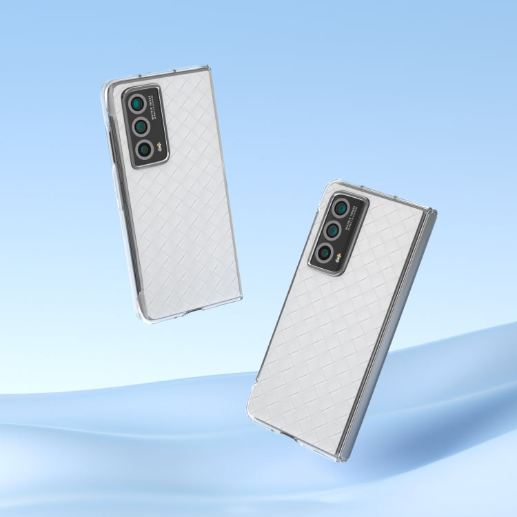 For Honor Magic Vs2 Woven Texture Transparent Frame PU Phone Case