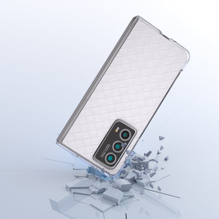 For Honor Magic Vs2 Woven Texture Transparent Frame PU Phone Case