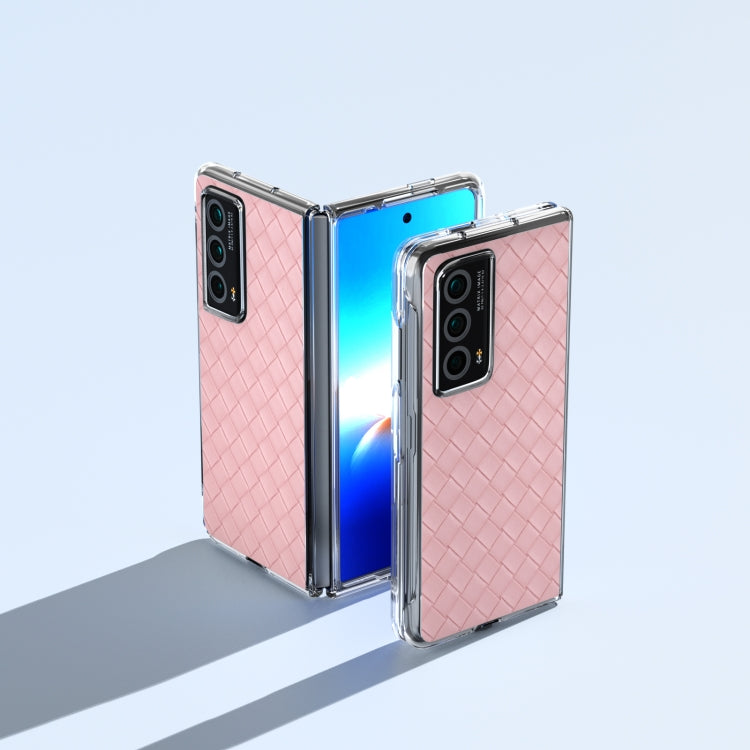 For Honor Magic Vs2 Woven Texture Transparent Frame PU Phone Case