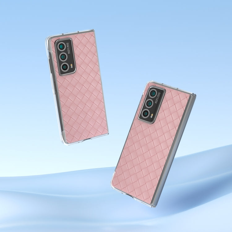 For Honor Magic Vs2 Woven Texture Transparent Frame PU Phone Case