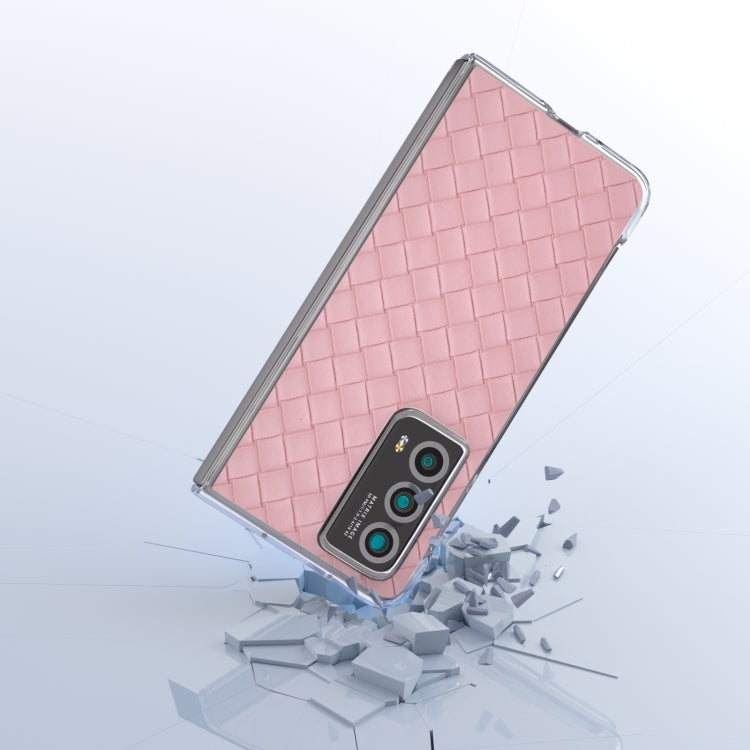 For Honor Magic Vs2 Woven Texture Transparent Frame PU Phone Case