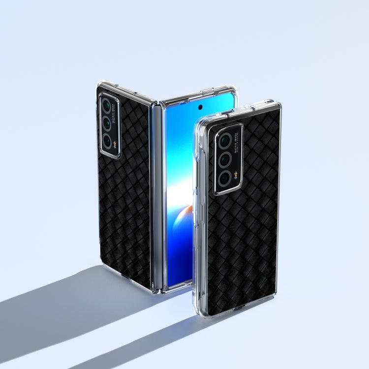 For Honor Magic Vs2 Woven Texture Transparent Frame PU Phone Case