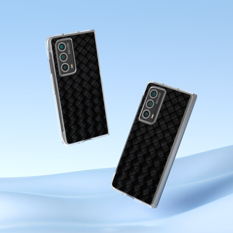 For Honor Magic Vs2 Woven Texture Transparent Frame PU Phone Case