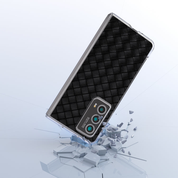 For Honor Magic Vs2 Woven Texture Transparent Frame PU Phone Case