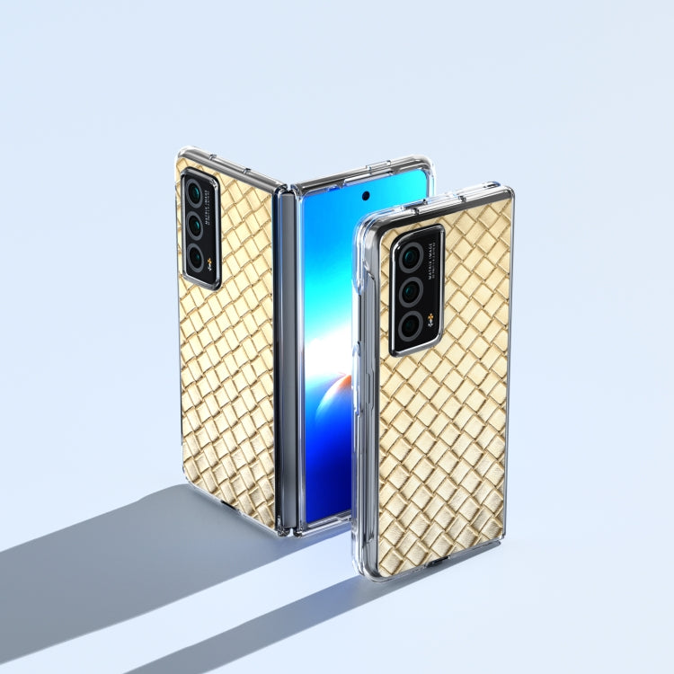For Honor Magic Vs2 Woven Texture Transparent Frame PU Phone Case