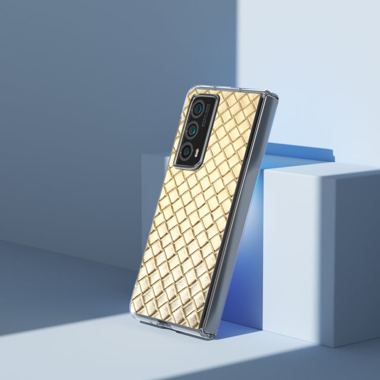 For Honor Magic Vs2 Woven Texture Transparent Frame PU Phone Case