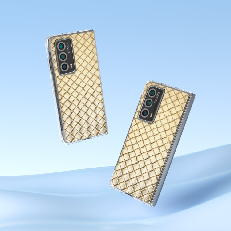 For Honor Magic Vs2 Woven Texture Transparent Frame PU Phone Case