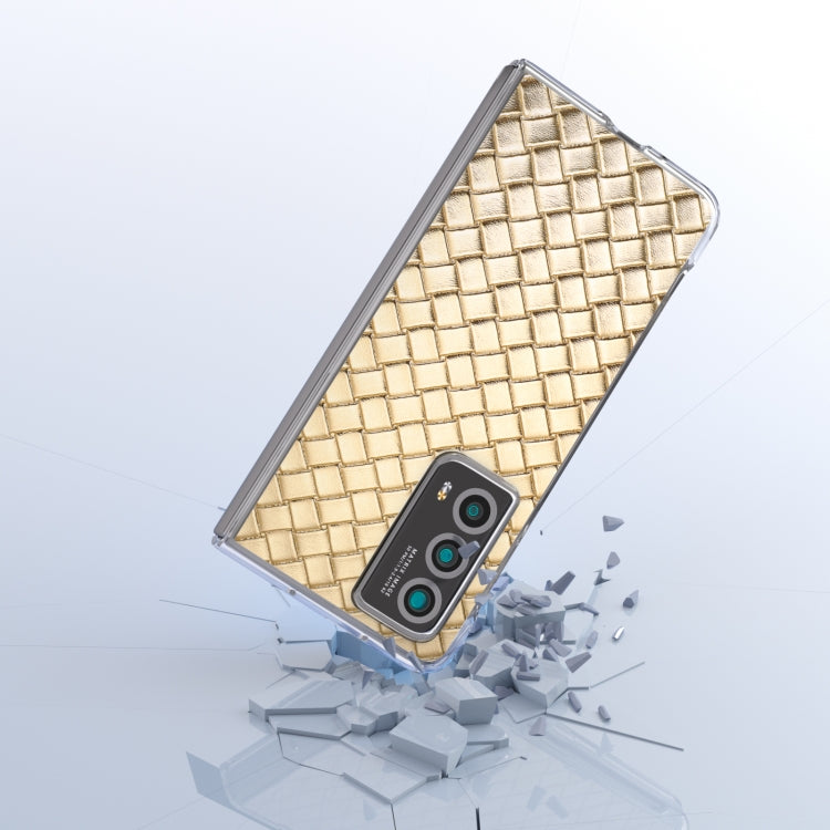 For Honor Magic Vs2 Woven Texture Transparent Frame PU Phone Case