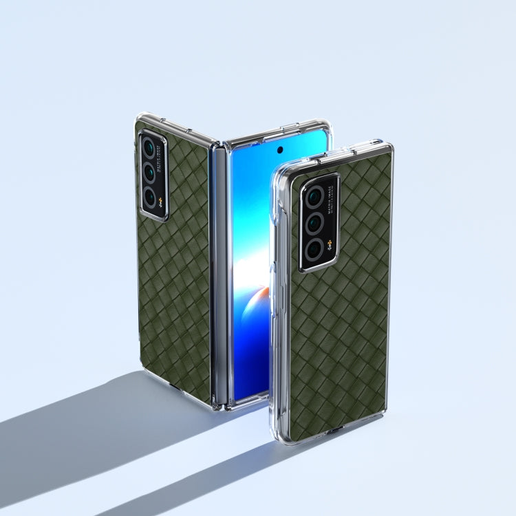 For Honor Magic Vs2 Woven Texture Transparent Frame PU Phone Case