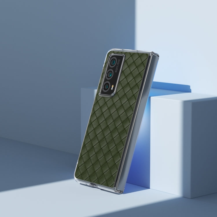 For Honor Magic Vs2 Woven Texture Transparent Frame PU Phone Case