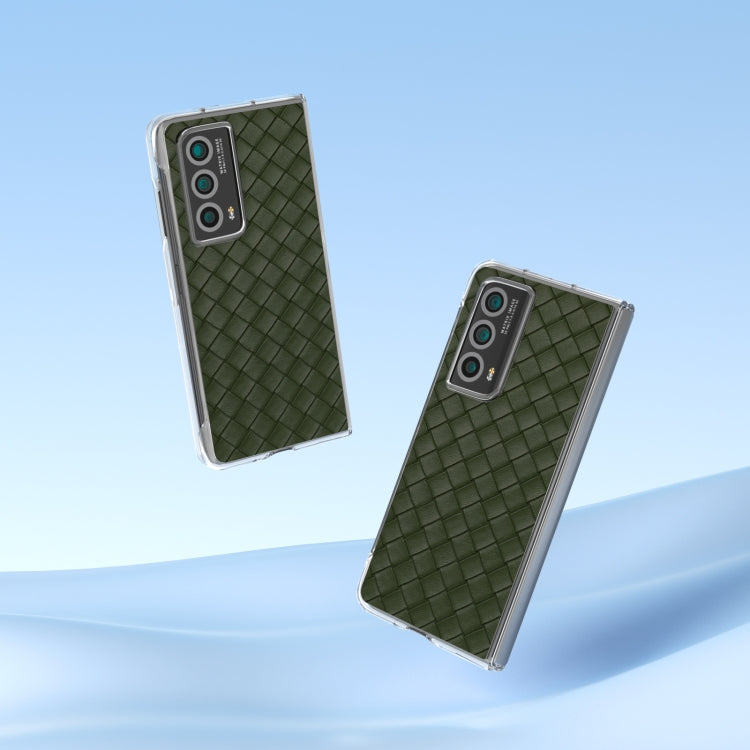 For Honor Magic Vs2 Woven Texture Transparent Frame PU Phone Case