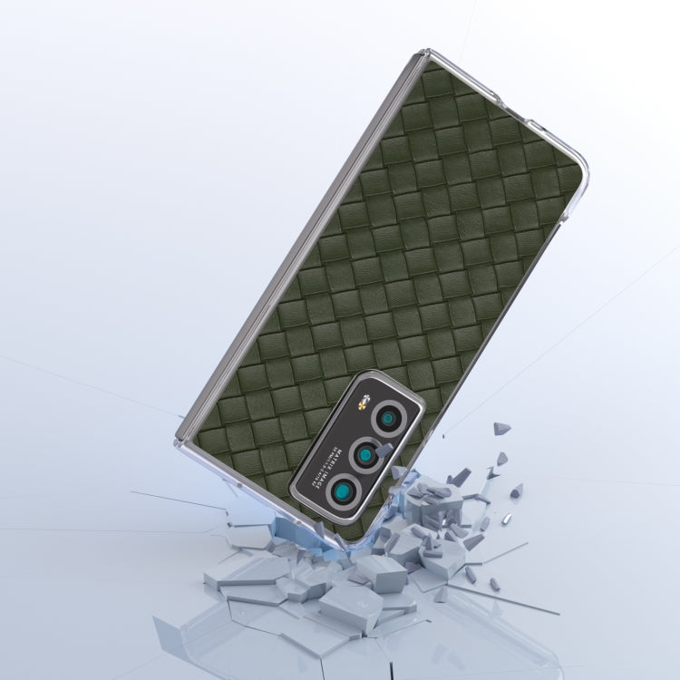 For Honor Magic Vs2 Woven Texture Transparent Frame PU Phone Case