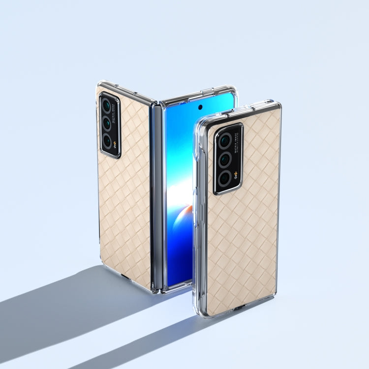 For Honor Magic Vs2 Woven Texture Transparent Frame PU Phone Case