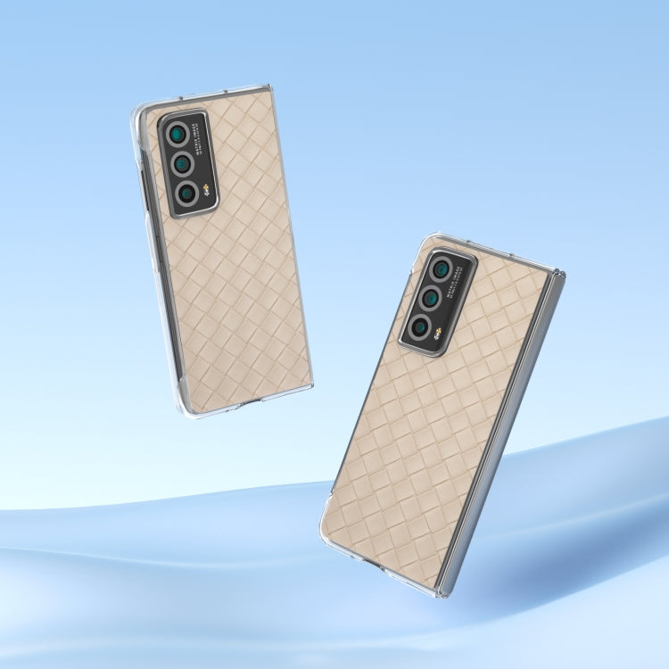 For Honor Magic Vs2 Woven Texture Transparent Frame PU Phone Case