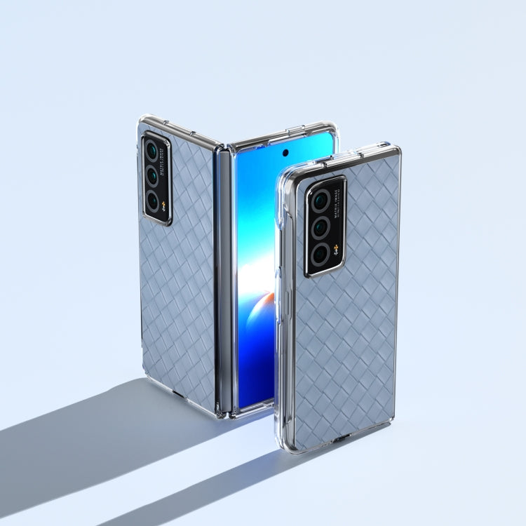 For Honor Magic Vs2 Woven Texture Transparent Frame PU Phone Case