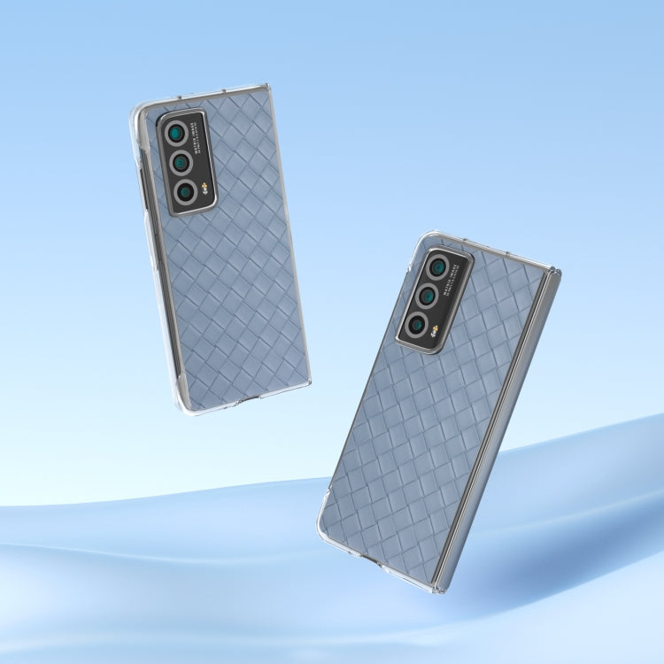 For Honor Magic Vs2 Woven Texture Transparent Frame PU Phone Case