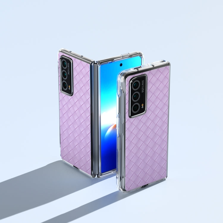 For Honor Magic Vs2 Woven Texture Transparent Frame PU Phone Case