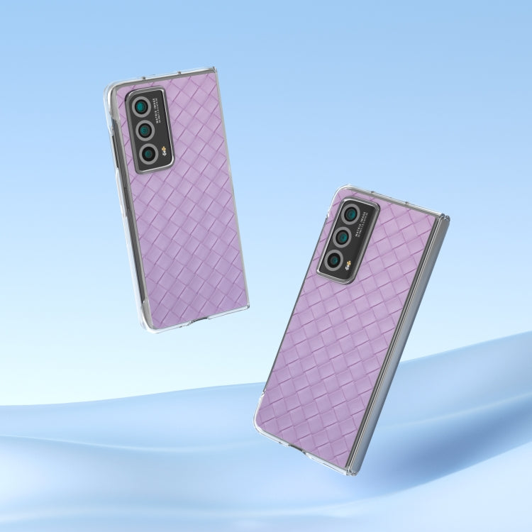 For Honor Magic Vs2 Woven Texture Transparent Frame PU Phone Case