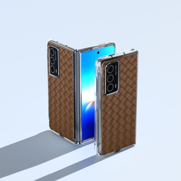 For Honor Magic Vs2 Woven Texture Transparent Frame PU Phone Case