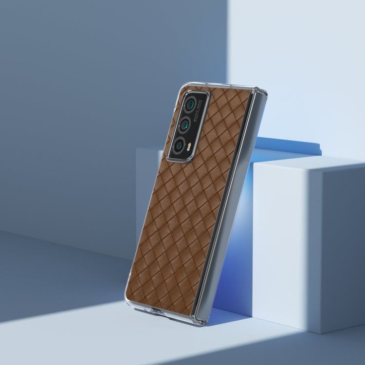 For Honor Magic Vs2 Woven Texture Transparent Frame PU Phone Case