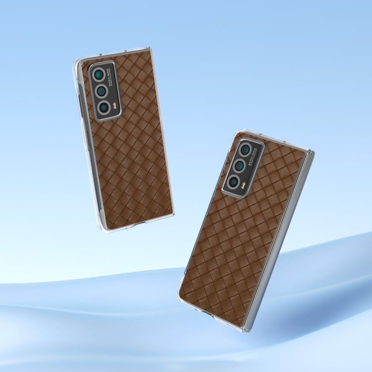 For Honor Magic Vs2 Woven Texture Transparent Frame PU Phone Case