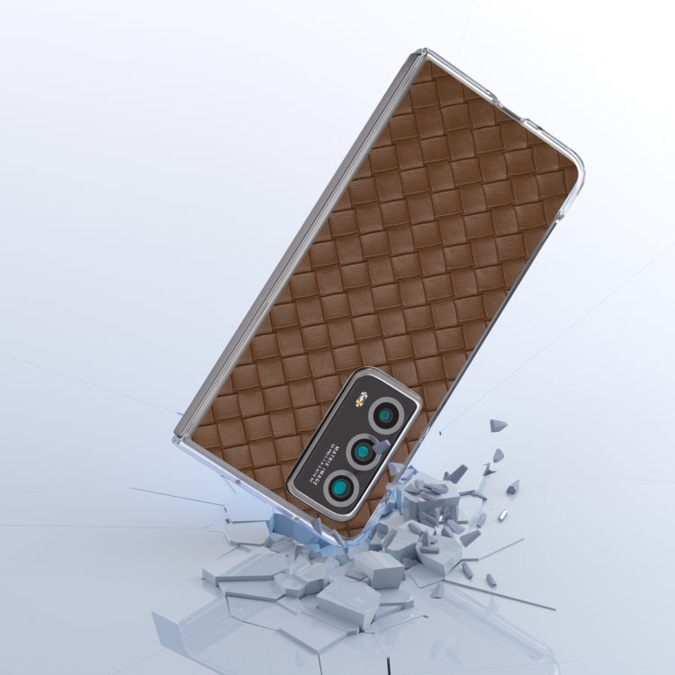 For Honor Magic Vs2 Woven Texture Transparent Frame PU Phone Case