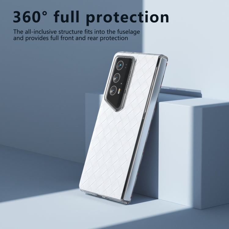 For Honor Magic V2 RSR Porsche Design Woven Texture Transparent Frame PU Phone Case