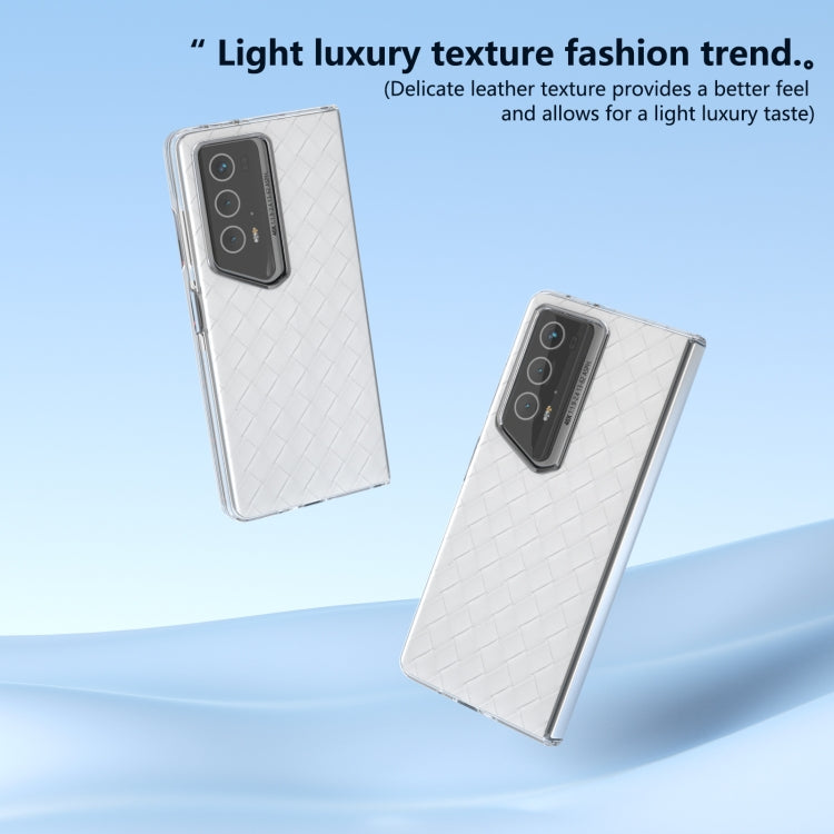 For Honor Magic V2 RSR Porsche Design Woven Texture Transparent Frame PU Phone Case