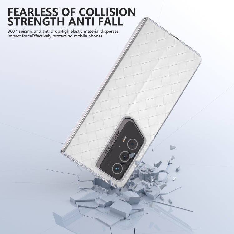 For Honor Magic V2 RSR Porsche Design Woven Texture Transparent Frame PU Phone Case