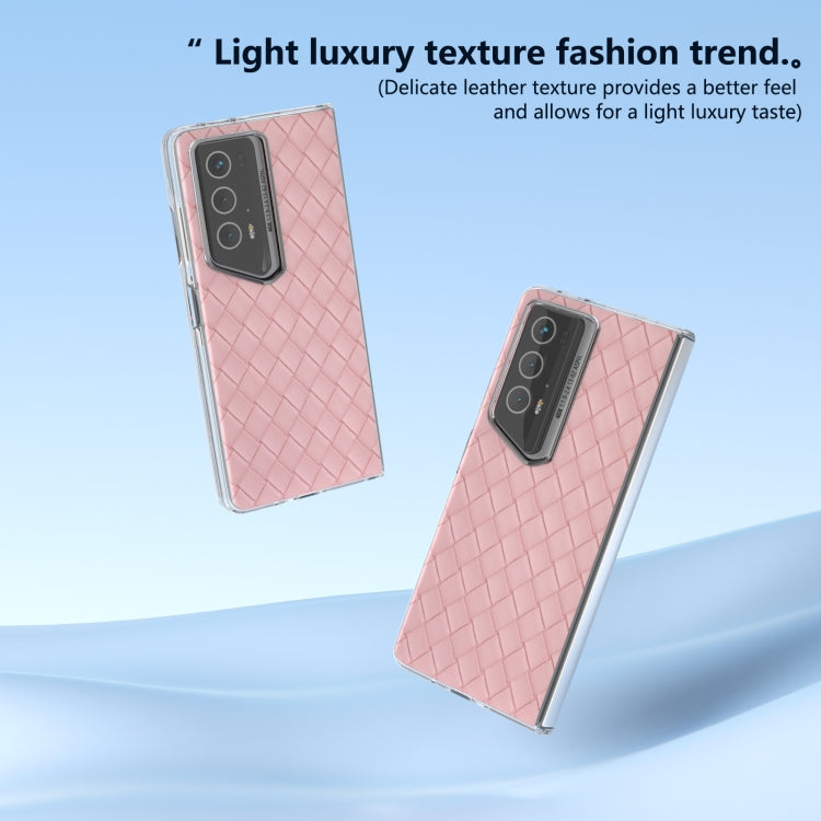 For Honor Magic V2 RSR Porsche Design Woven Texture Transparent Frame PU Phone Case