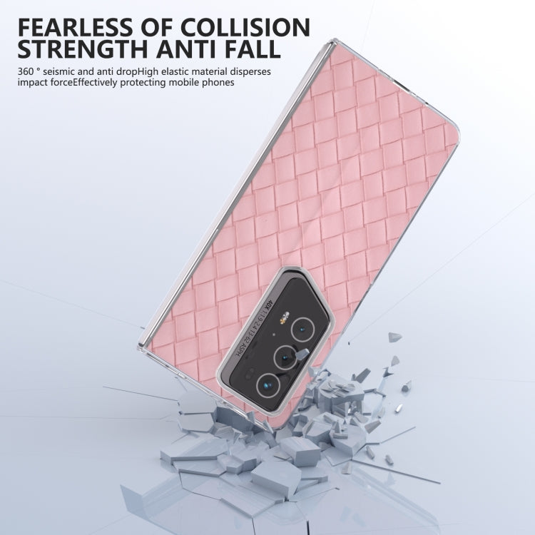 For Honor Magic V2 RSR Porsche Design Woven Texture Transparent Frame PU Phone Case