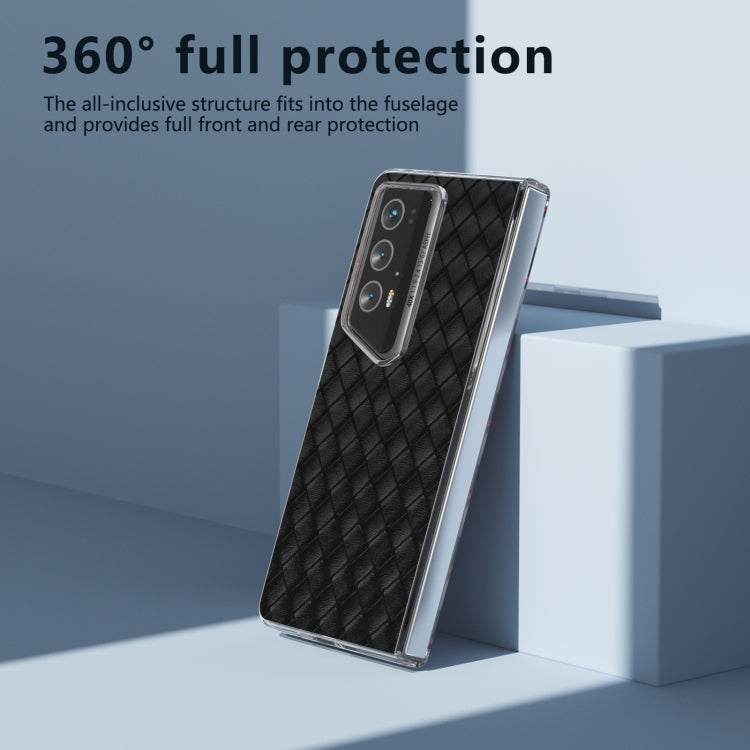 For Honor Magic V2 RSR Porsche Design Woven Texture Transparent Frame PU Phone Case