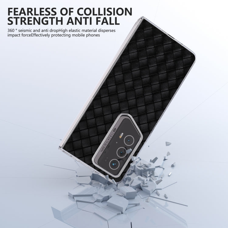 For Honor Magic V2 RSR Porsche Design Woven Texture Transparent Frame PU Phone Case