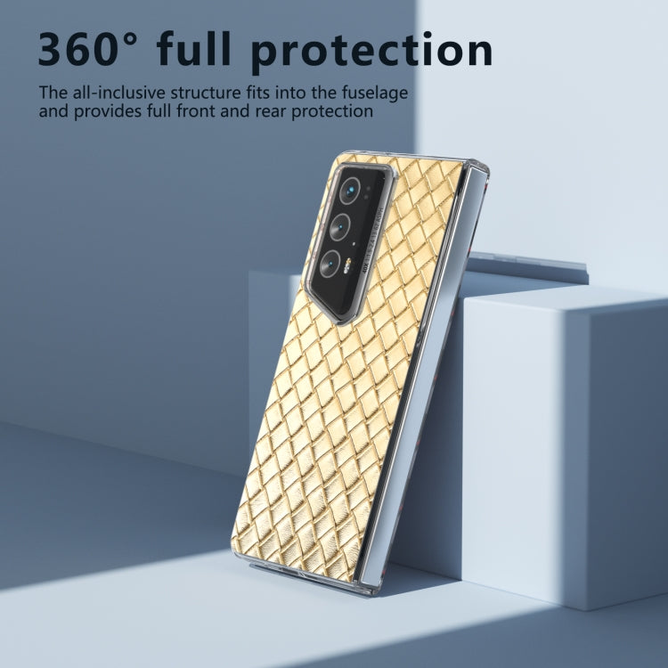 For Honor Magic V2 RSR Porsche Design Woven Texture Transparent Frame PU Phone Case