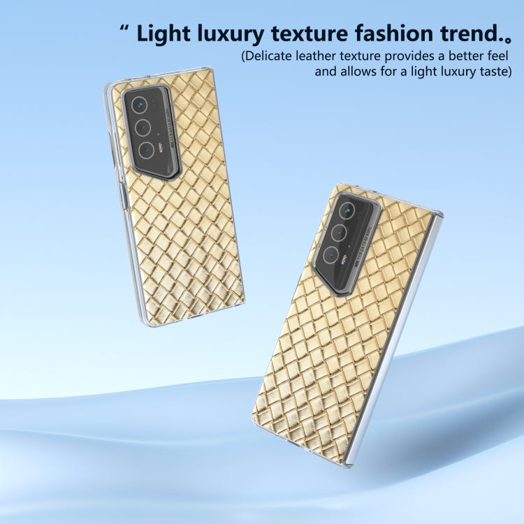 For Honor Magic V2 RSR Porsche Design Woven Texture Transparent Frame PU Phone Case