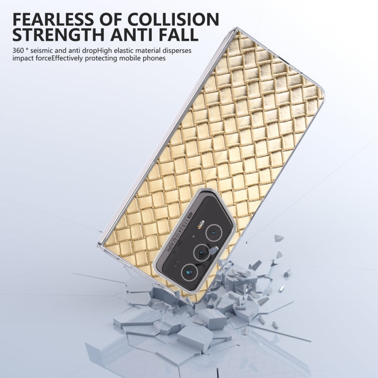 For Honor Magic V2 RSR Porsche Design Woven Texture Transparent Frame PU Phone Case
