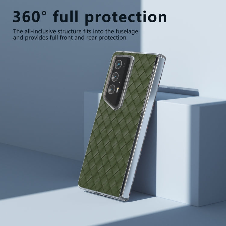 For Honor Magic V2 RSR Porsche Design Woven Texture Transparent Frame PU Phone Case