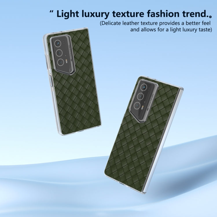 For Honor Magic V2 RSR Porsche Design Woven Texture Transparent Frame PU Phone Case