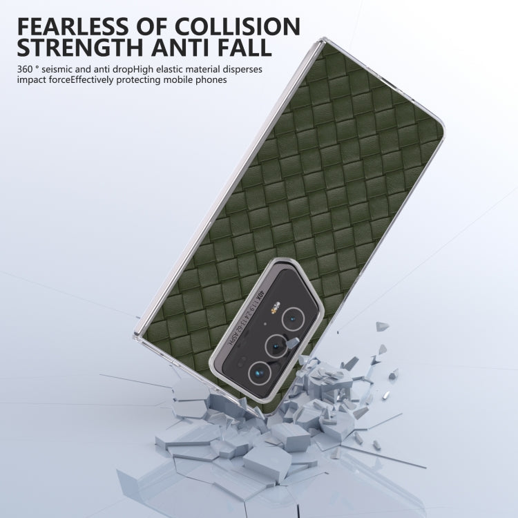 For Honor Magic V2 RSR Porsche Design Woven Texture Transparent Frame PU Phone Case