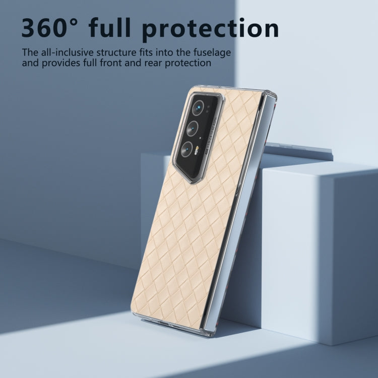 For Honor Magic V2 RSR Porsche Design Woven Texture Transparent Frame PU Phone Case