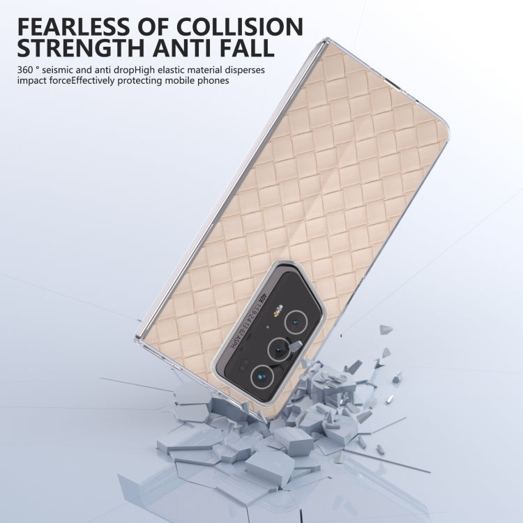 For Honor Magic V2 RSR Porsche Design Woven Texture Transparent Frame PU Phone Case
