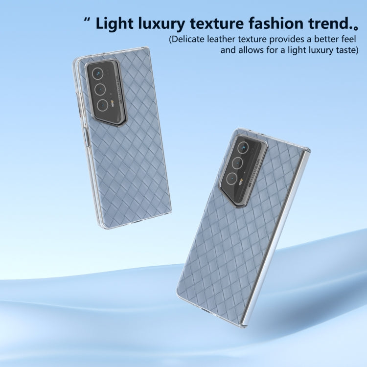 For Honor Magic V2 RSR Porsche Design Woven Texture Transparent Frame PU Phone Case