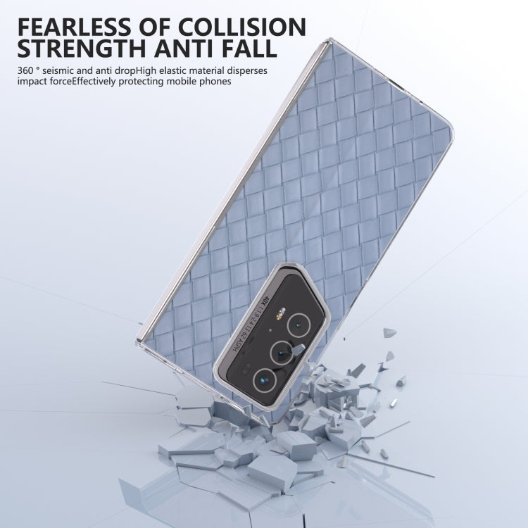 For Honor Magic V2 RSR Porsche Design Woven Texture Transparent Frame PU Phone Case
