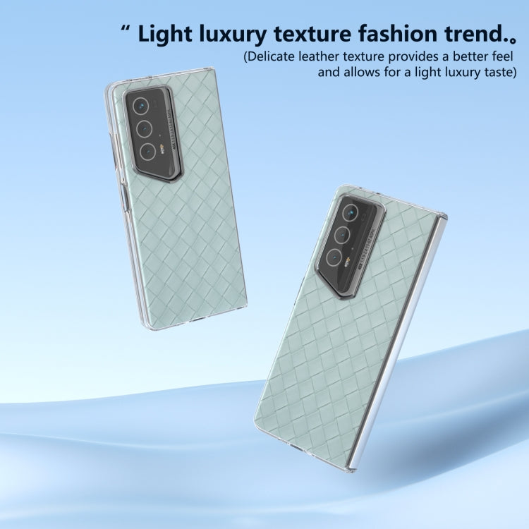 For Honor Magic V2 RSR Porsche Design Woven Texture Transparent Frame PU Phone Case