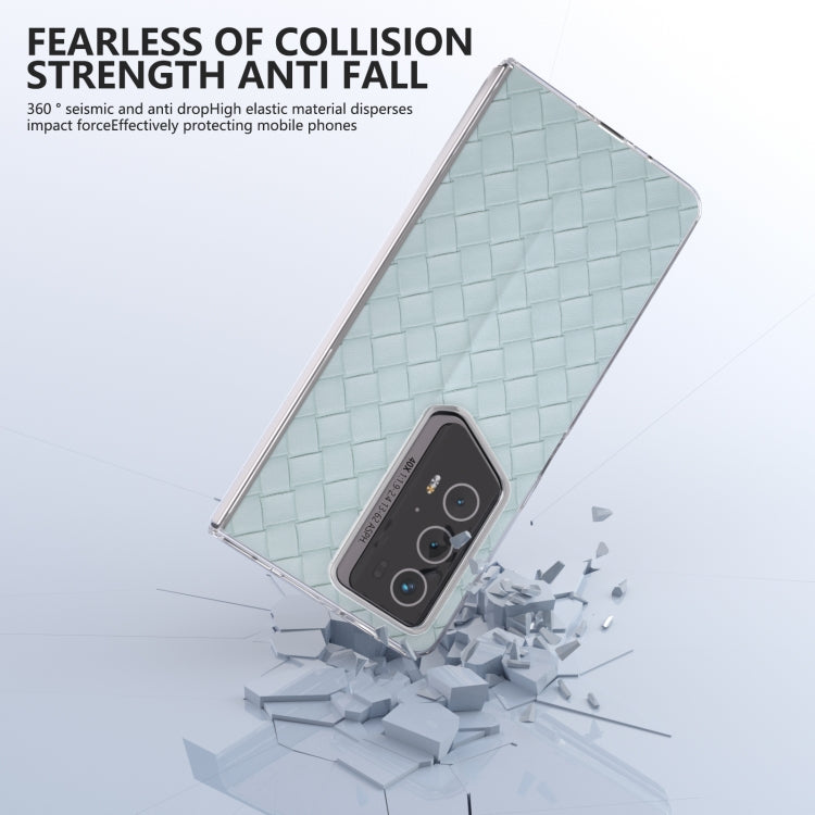 For Honor Magic V2 RSR Porsche Design Woven Texture Transparent Frame PU Phone Case