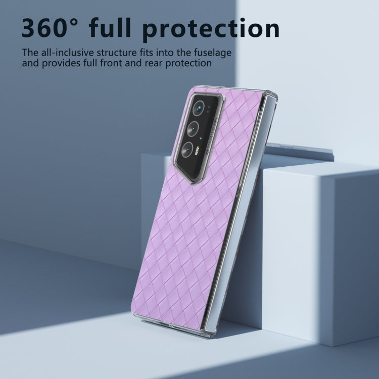 For Honor Magic V2 RSR Porsche Design Woven Texture Transparent Frame PU Phone Case