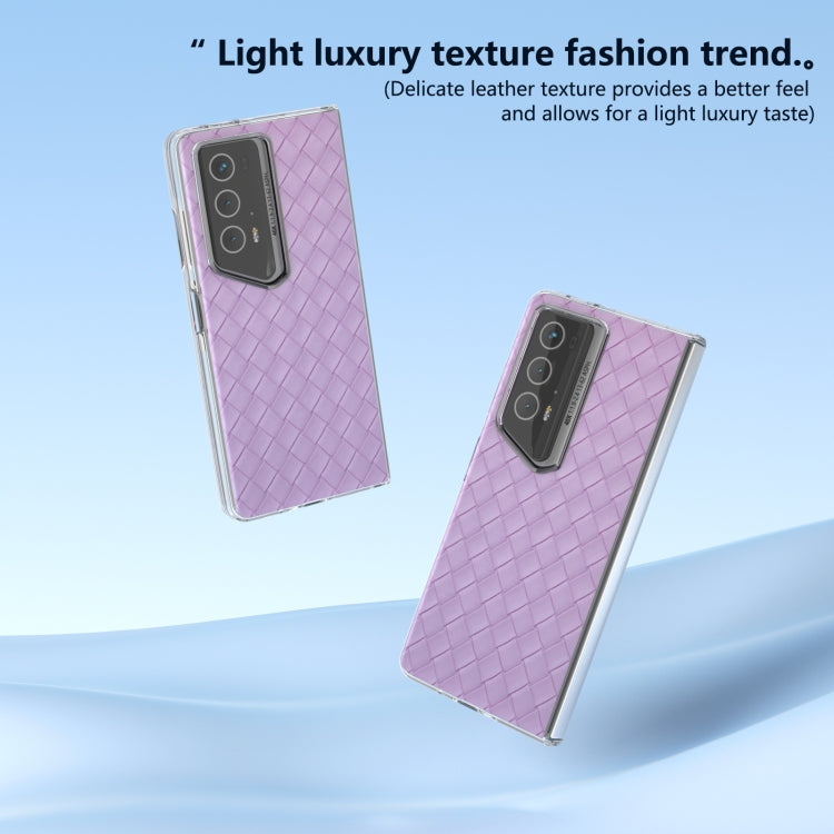 For Honor Magic V2 RSR Porsche Design Woven Texture Transparent Frame PU Phone Case